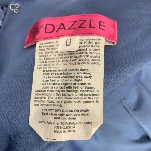 B' Dazzle Women’s junior Blue  Midi Open Back Jeweled Straps Size 0 - Picture 6 of 6